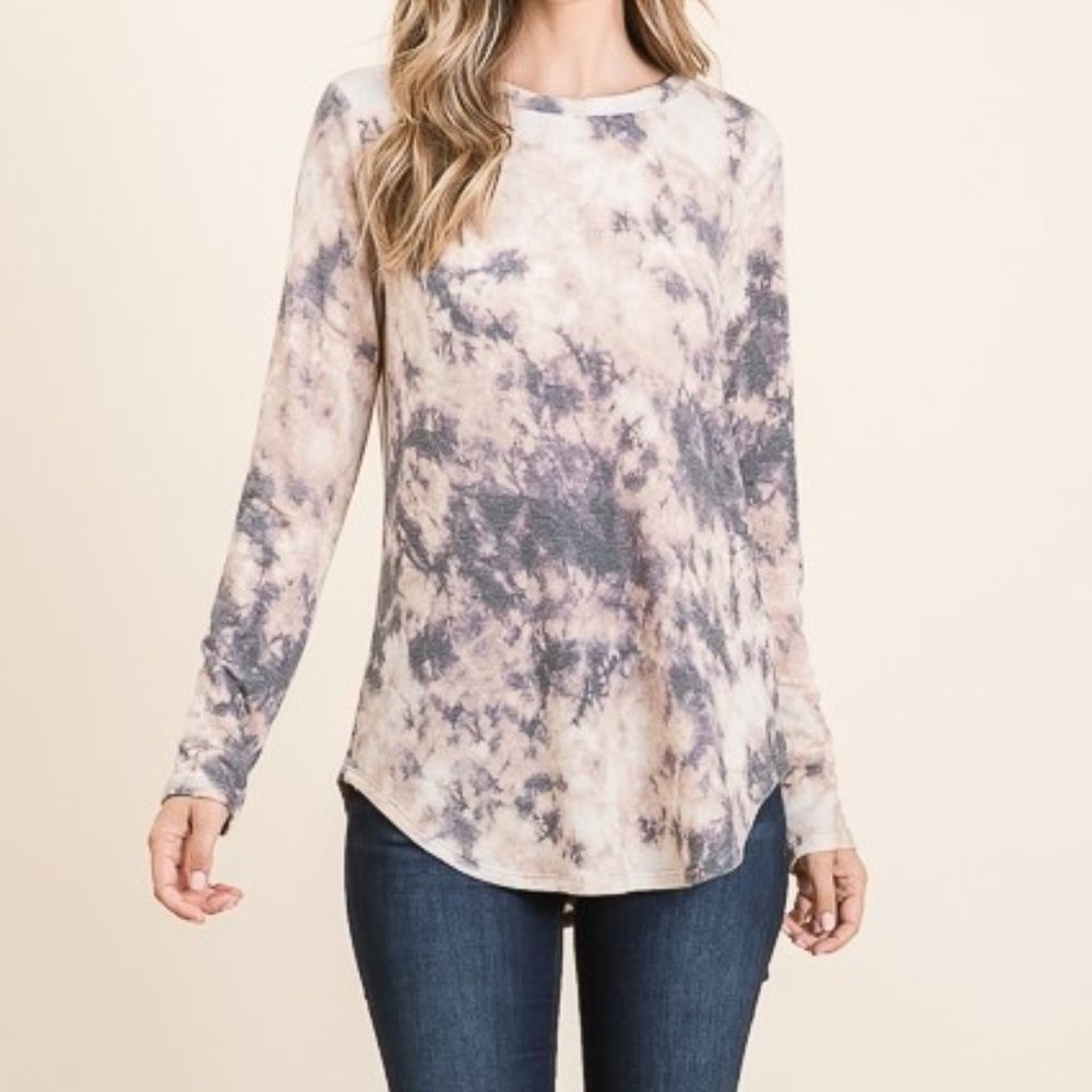 Long Sleeve Acid Wash Tunic